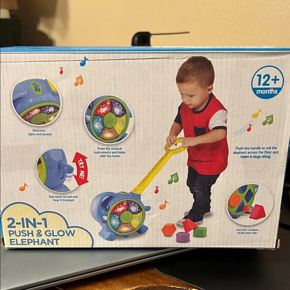 2-in-1 Push & Glow Musical Elephant